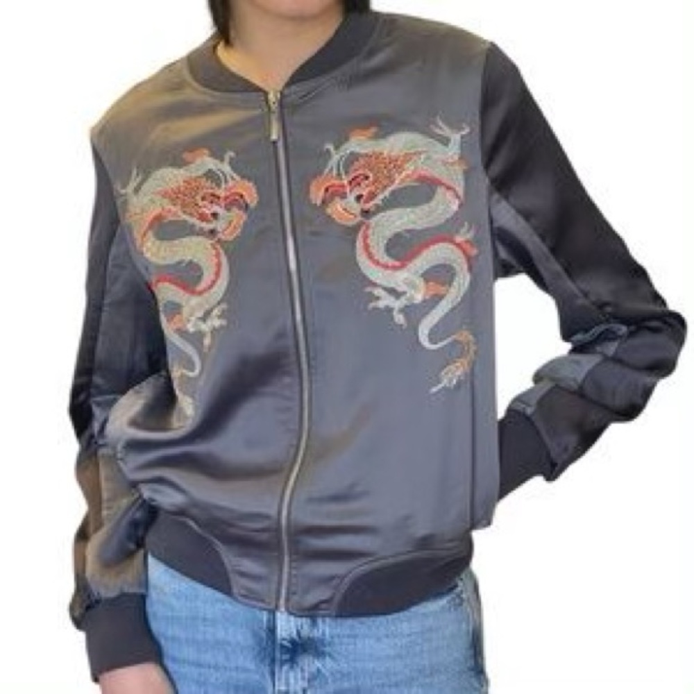 LF Katsumi Purple Two Tone Dragon Bomber Jacket Size Small